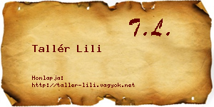 Tallér Lili névjegykártya